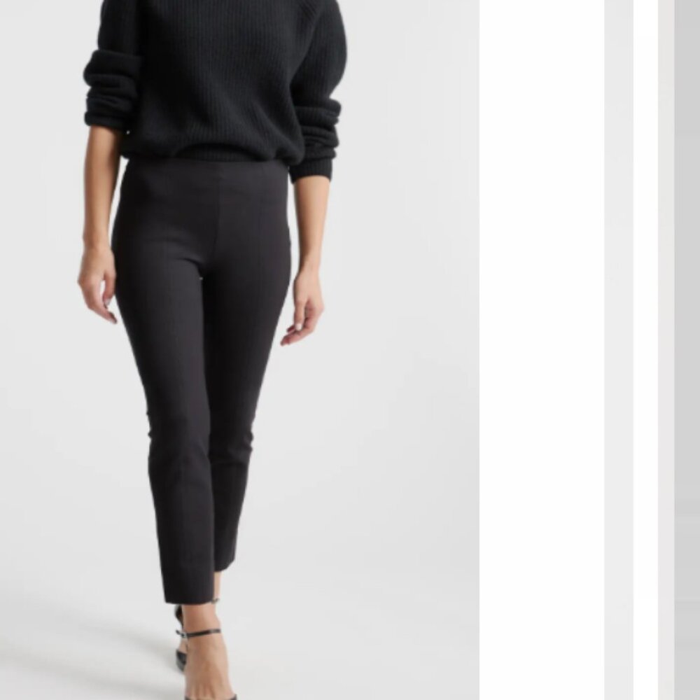 Quince Ultra Stretch Ponte Pintuck Ankle Pants Black S